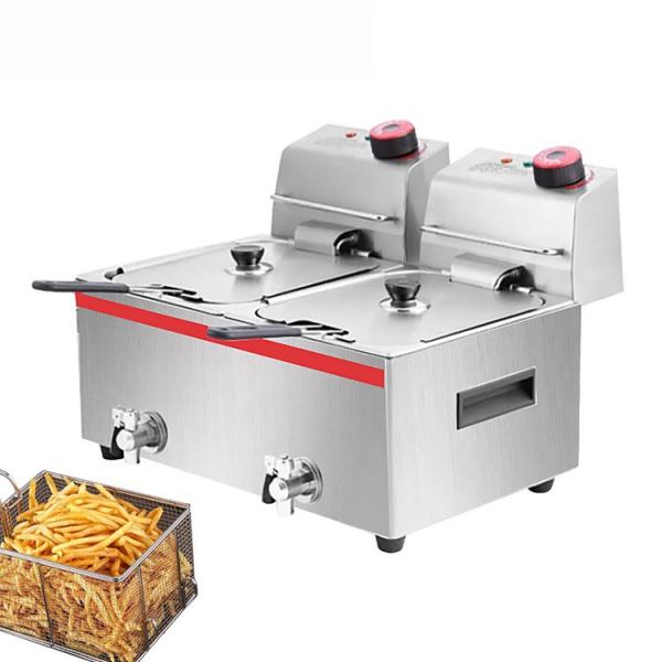 Stainless Steel Deep Fryer with Drain Taps Ce Certifi&simg; Ate and RoHS Certifi&simg; Ate (WF-101V) #1 image